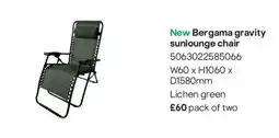 B&Q Bergama gravity sunlounge chair offer