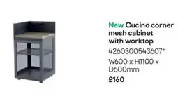 B&Q New Cucino corner mesh cabinet with worktop offer