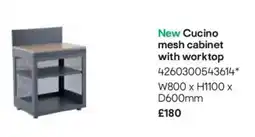 B&Q New Cucino mesh cabinet with worktop offer