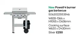 B&Q New Powell 4 burner gas barbecue offer