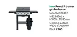 B&Q Powell 4 burner gas barbecue offer