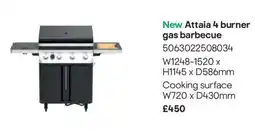 B&Q New Attaia 4 burner gas barbecue offer