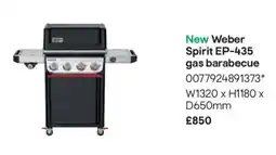 B&Q New Weber Spirit EP-435 gas barabecue offer