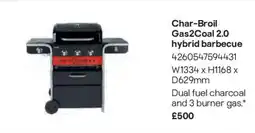 B&Q Char-broil gas2coal 2.0 hybrid barbecue offer