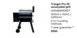 B&Q Traeger pro 22 wood pellet grill offer