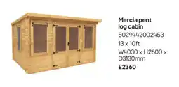 B&Q Mercia pent log cabin offer
