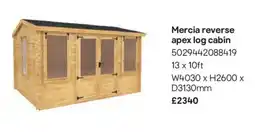 B&Q Mercia reverse apex log cabin offer