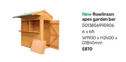 B&Q New Rowlinson apex garden bar offer