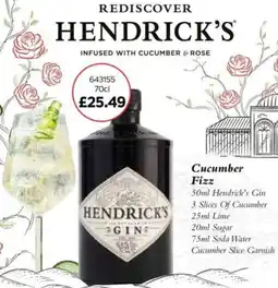 Bestway Hendrick's Gin Cucumber Fizz offer