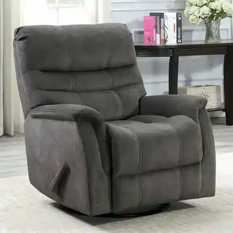 Costco Thomasville Felix Grey Fabric Swivel Glider Recliner Chair offer