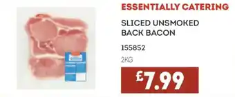 Sliced unsmoked back bacon