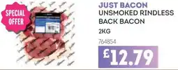 Bestway Just bacon unsmoked rindless back bacon offer