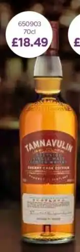 Bestway Tamnavulin Sherry Cask Edition Speyside Single Malt Scotch Whisky offer