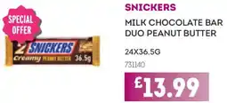 Bestway Snickers milk chocolate bar duo peanut butter offer