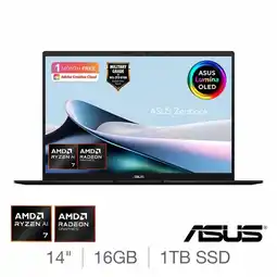 Costco ASUS Zenbook Copilot+ PC, AMD Ryzen AI 7, 16GB RAM, 1TB SSD, 14 Inch OLED Laptop, UM3406GA-QD004W offer