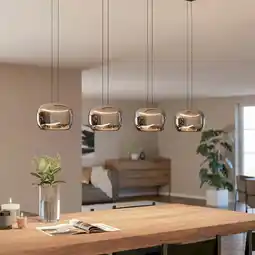 Costco EGLO Hortunas Linear Pendant Refined Smoked Black Glass 4-Light Pendant offer