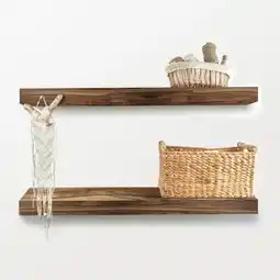 Costco Acacia Floating Wood Shelf, 2 Pack offer
