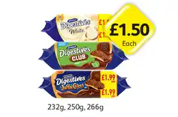 Londis McVities Digestives White Chocolate, Jaffa Cakes, Mint Club offer
