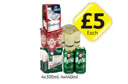 Londis Budweiser, Cruzcampo, Strongbow, San Miguel, Mythos offer