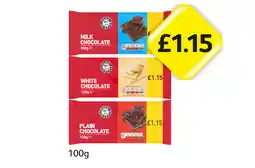 Londis Milk Chocolate, White Chocolate, Plain Chocolate offer