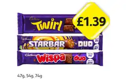Londis Twirl Xtra, Starbar Duo, Wispa Duo offer