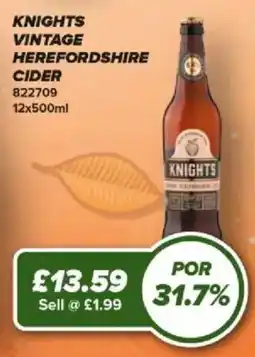 Bestway Knights vintage herefordshire cider offer