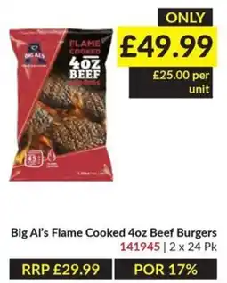 Musgrave MarketPlace Big Al's flame cooked 4oz beef burgers offer