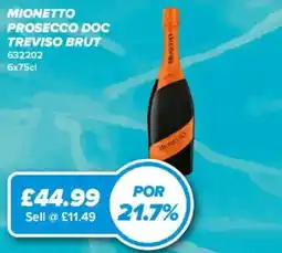 Bestway Mionetto prosecco doc treviso brut offer