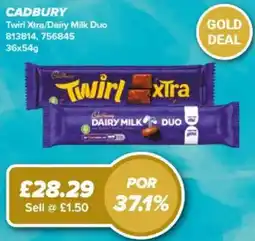Bestway Cadbury twirl xtra/dairy milk duo offer