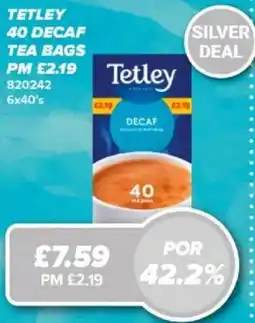 Bestway Tetley 40 decaf tea bags offer