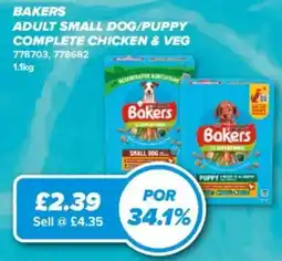 Bestway Bakers adult small dog/puppy complete chicken & veg offer