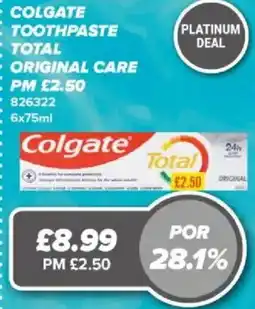Bestway Colgate toothpaste total original care offer