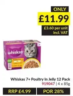 Musgrave MarketPlace Whiskas 7+ Poultry In Jelly offer