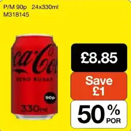 Booker Wholesale Coca-Cola zero sugars offer