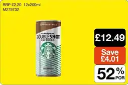 Booker Wholesale Starbucks doubleshot espresso offer