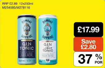 Booker Wholesale Bombay Sapphire gin tonic offer