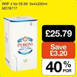 Booker Wholesale Peroni beer offer
