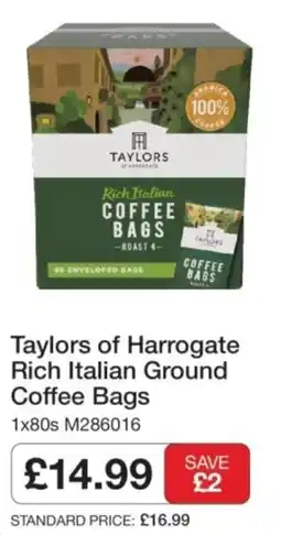 Makro Taylors of Harrogate Rich Italian Ground Coffee Bags offer