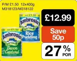 Makro Ambrosia rice pudding and devon custard offer