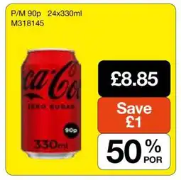 Makro Coca-Cola Zero Sugar 24x330ml offer