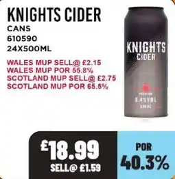 Bestway Knights cider offer