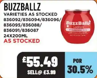 Bestway Buzzballz cocktails offer
