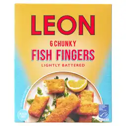 Iceland LEON 6 Chunky Fish Fingers Lightly Battered 390g offer