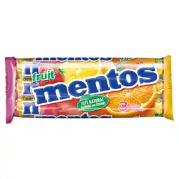 Iceland Mentos Fruit Chewy Dragees 3 x 38g offer