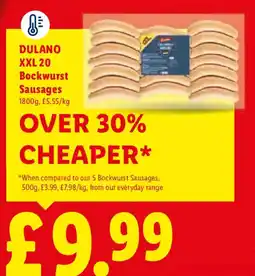 Lidl Dulano bockwurst sausages offer