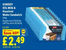 Lidl Sondey milk & hazelnut wafer sandwich offer