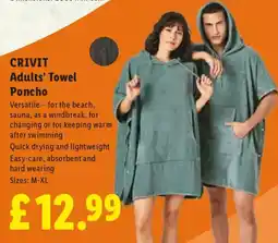 Lidl Crivit Adults' Towel Poncho offer