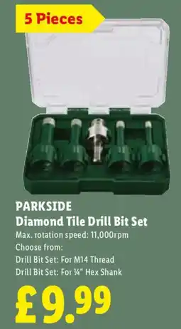Lidl Parkside diamond tile drill bit set offer