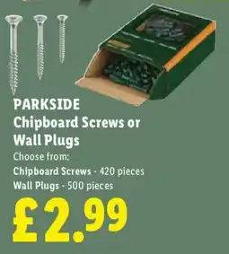 Lidl Parkside chipboard screws or wall plugs offer