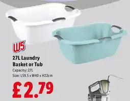 Lidl W5 27L Laundry Basket or Tub offer